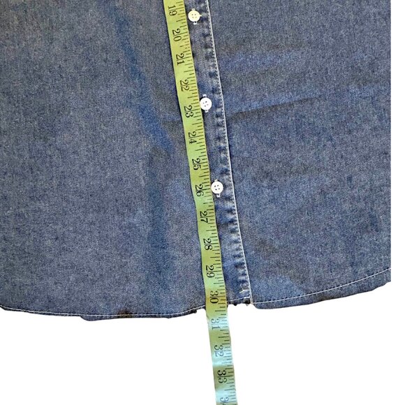 Zilcremo Women Distressed Denim Shirt Dress Long Sleeves in Washed Blue - Picture 6 of 7